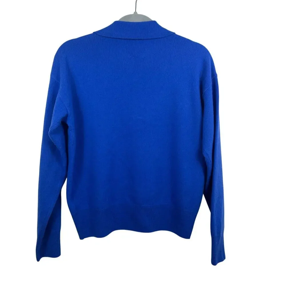 Stateside Johnny Collar Sweater in Club Blue Size XS Cashmere Wool Blend EUC